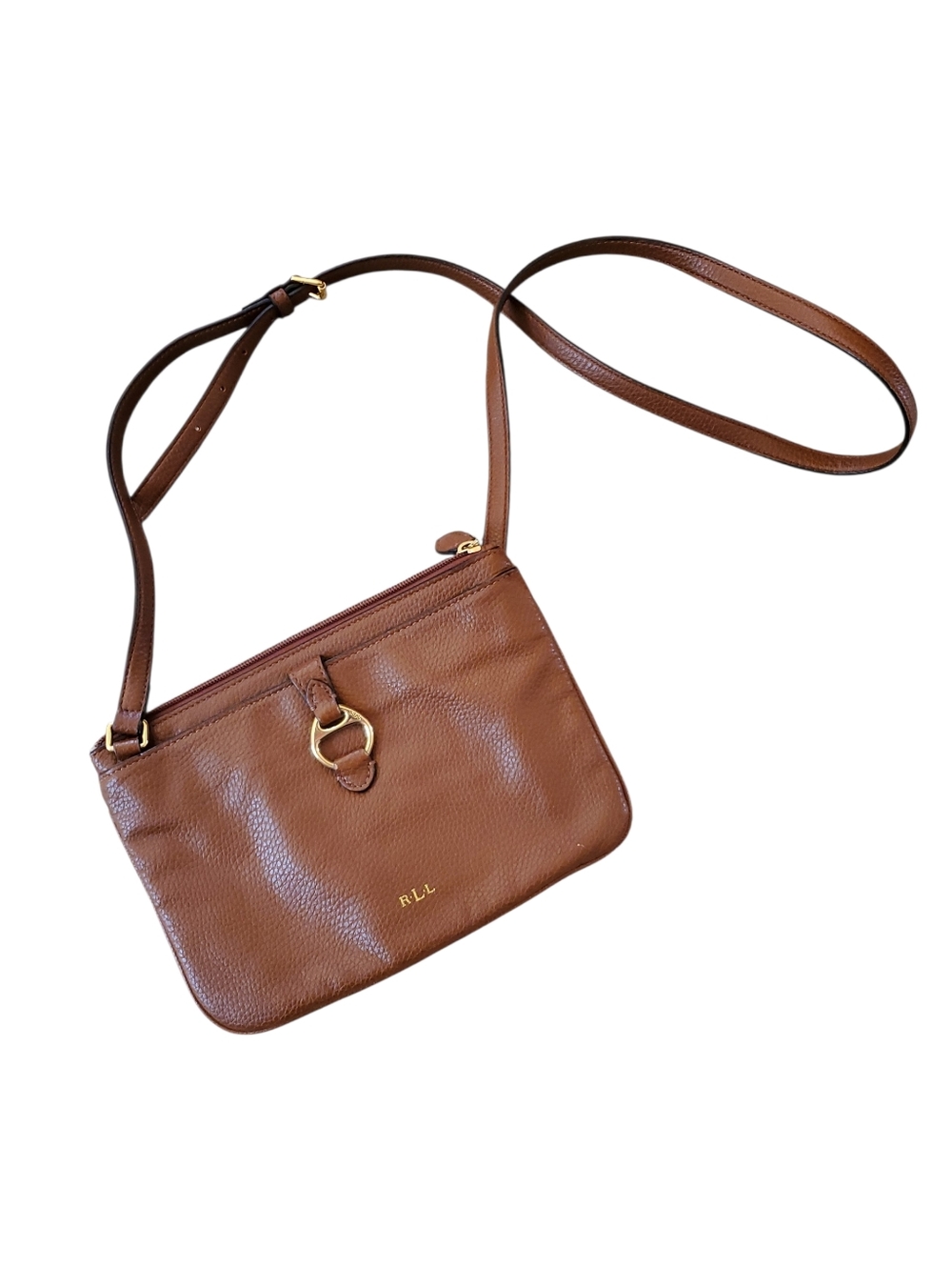 Ralph Lauren Anfield Crossbody Bag Brown Vegan Leather Classic Preppy